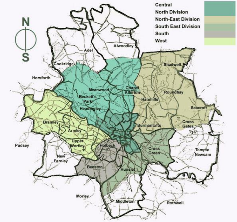 Map of Leeds electoral wards