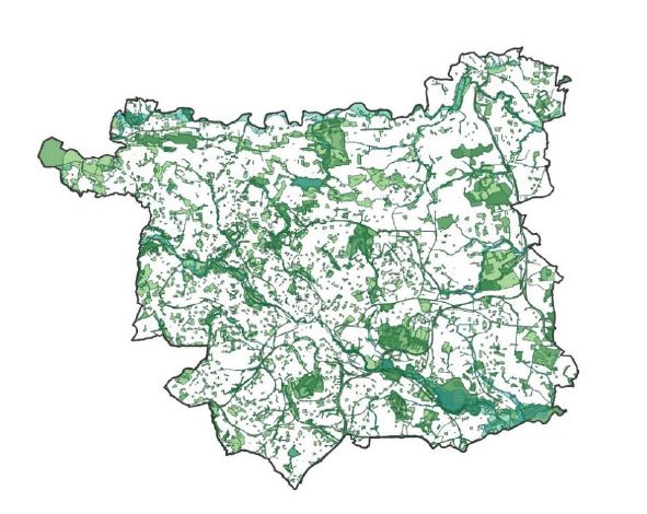 new map indicating location of green and blue infrastructure