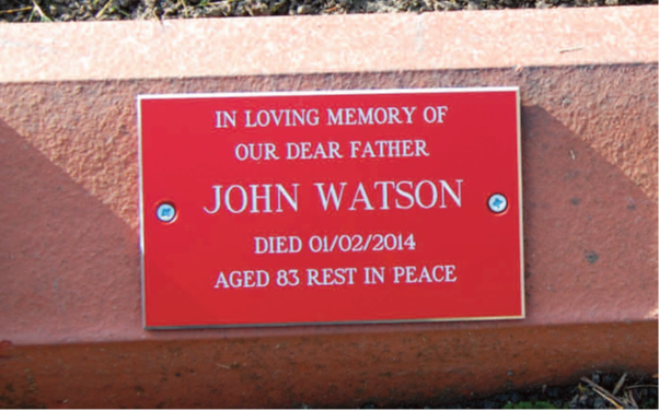 an image showing a memorial kerb plate