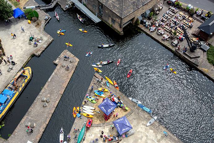 aerial shot of the Leeds Waterfront area