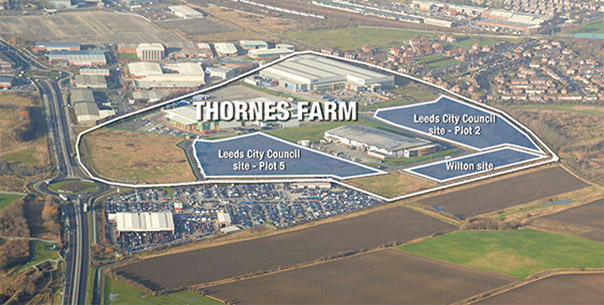 Aerial view of the Thornes Farm site
