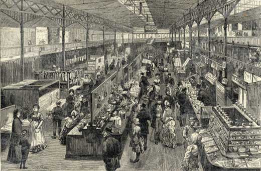 Illustration of Kirkgate market in the 19th century