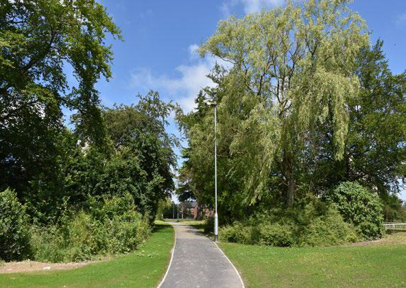 Picture of green route through a linear park at Grimes Dyke