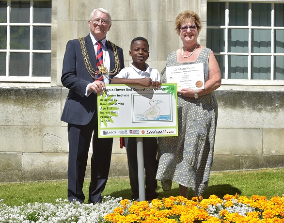 2018 competition winner Brian Massamba with Lord Mayor Graham Latty and Councillor Angela Gabriel