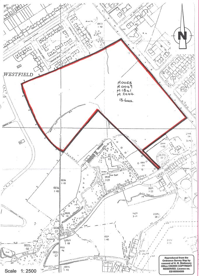Map showing the designated public rights of way on land adjoining Low Hall Yeadon