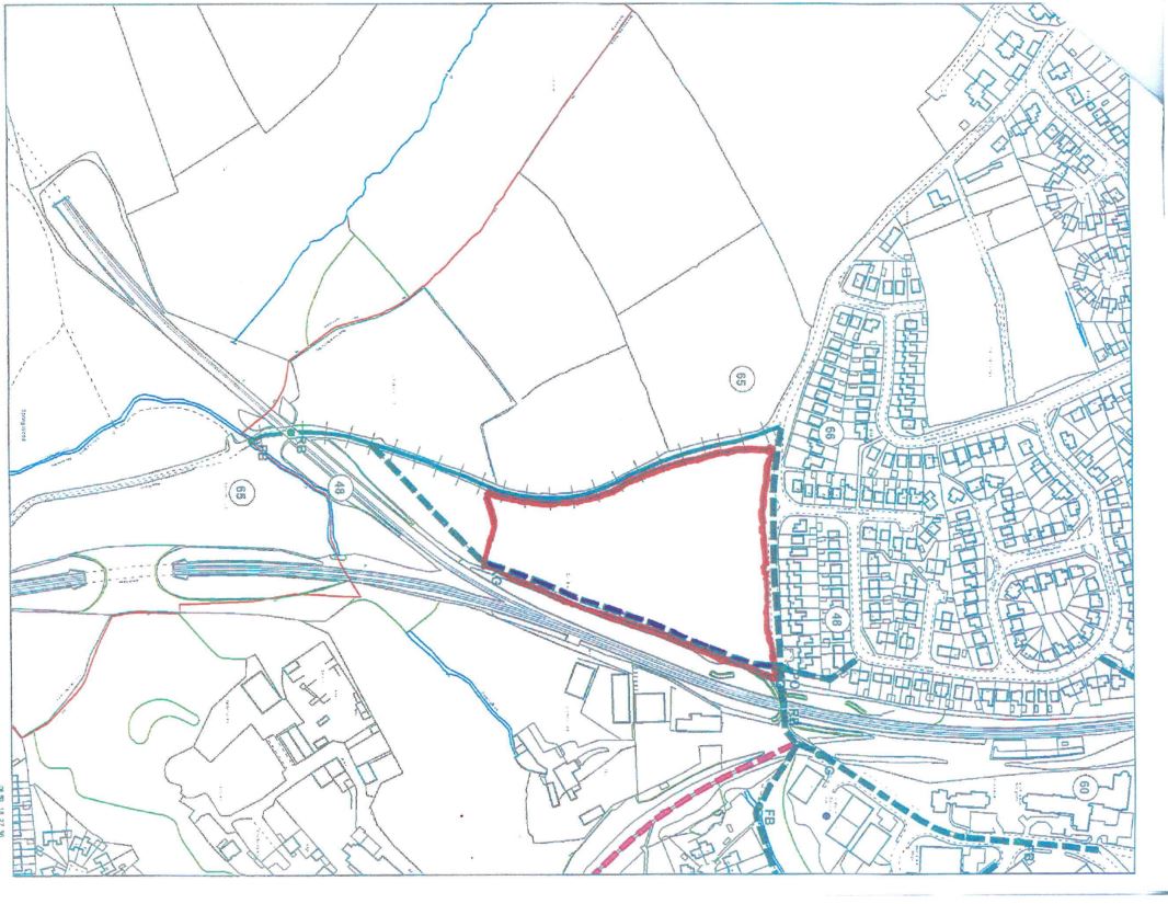 Map showing the designated public rights of way on Land known as Sodhall Field, Coach Road, Guiseley