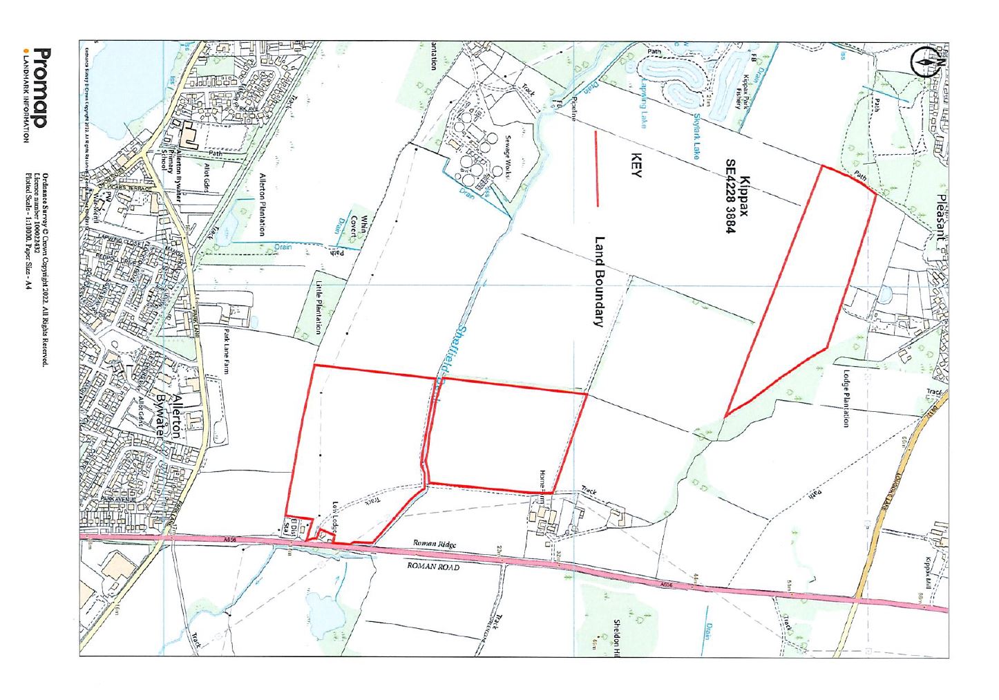 Map showing the designated public rights of way on land southeast of Kippax and west of Ledston