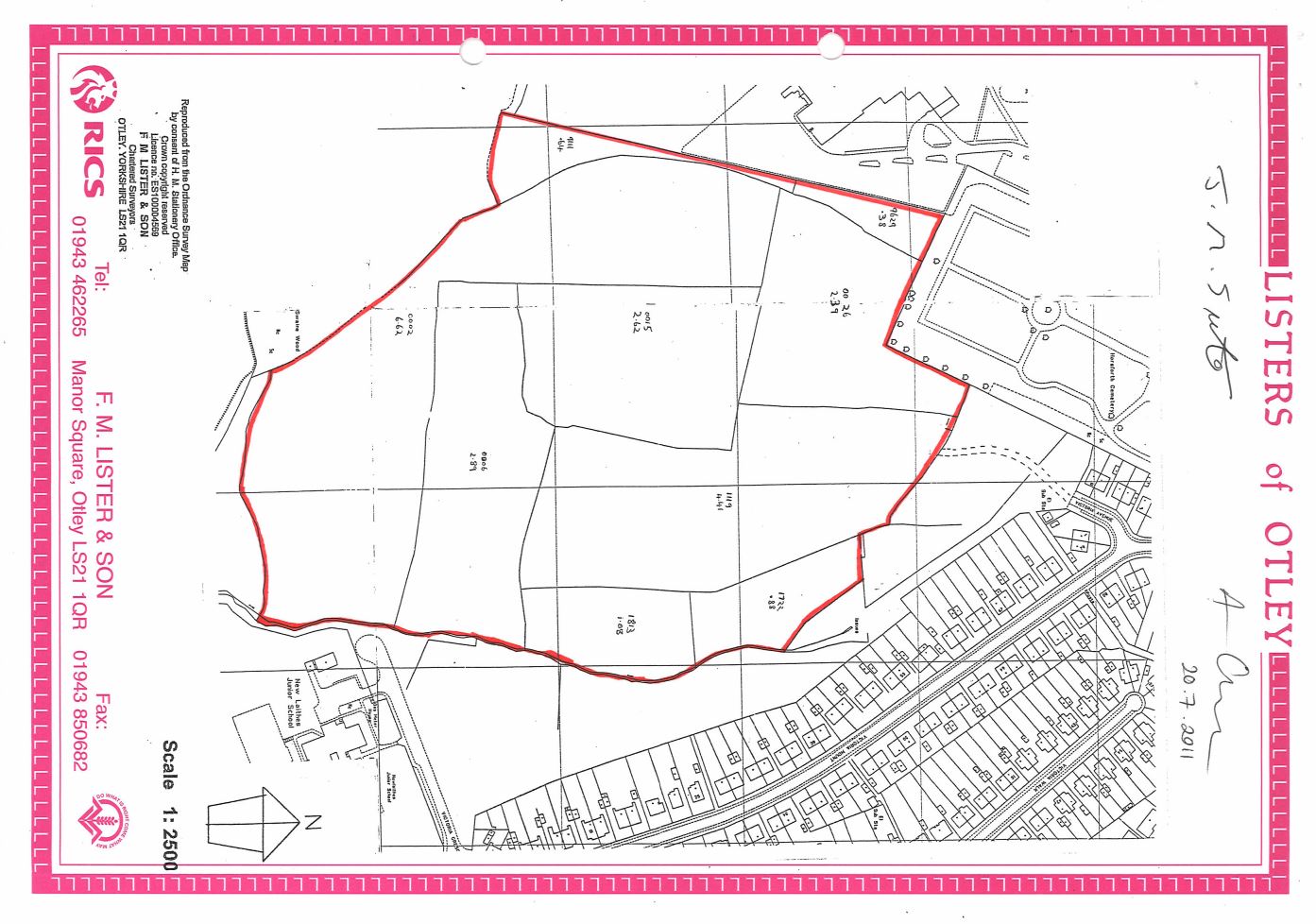 Map showing part of the designated public rights of way on land  formerly part of Low Fold Farm, adjoining Victoria Avenue, and Victoria Crescent,  Horsforth