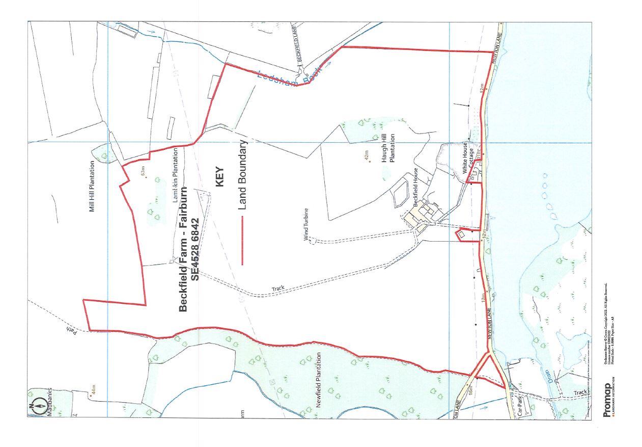Map showing part of the designated public rights of way on Arable and Grassland north of Fairburn Ings - Beckfield Farm