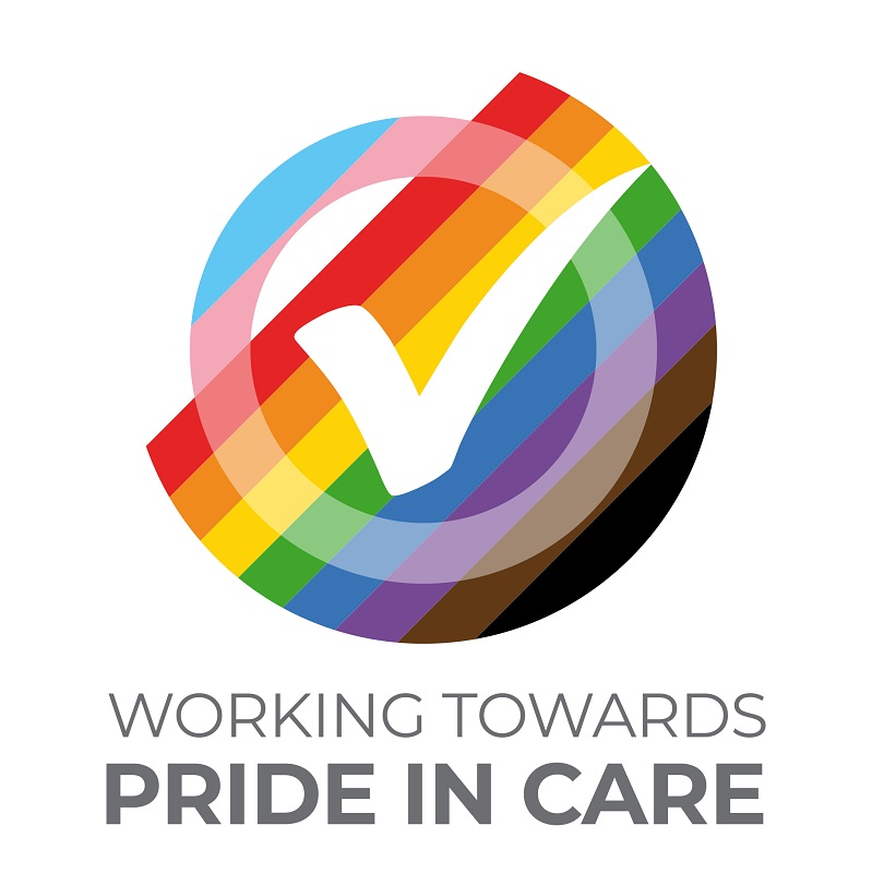 Working Towards Pride In Care rainbow logo