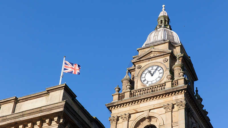 Morley town hall in the sunshine. Credit: Kate Campbell of Campbell’s Photography