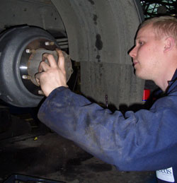 Mechanic working on a van
