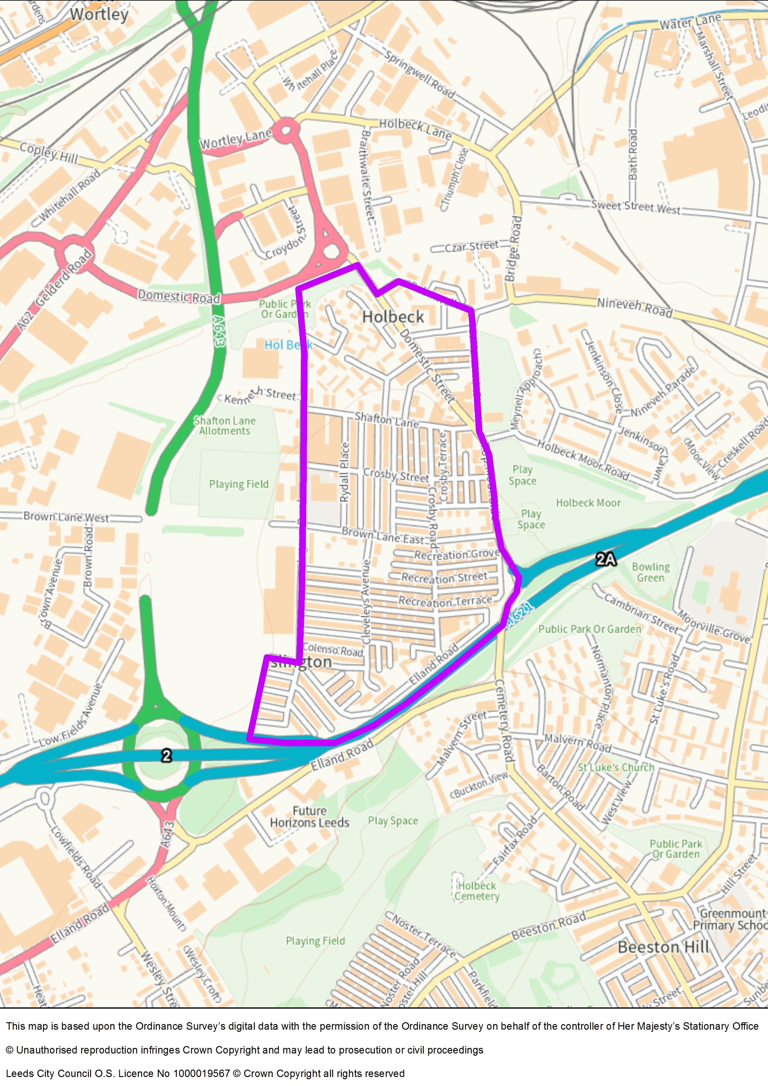 Map of Holbeck cumulative impact area
