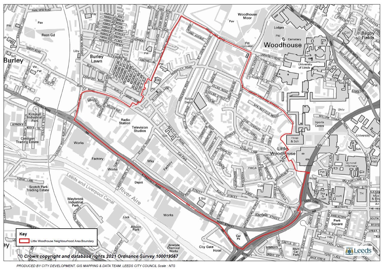map of Little Woodhouse Neighbourhood Area 
