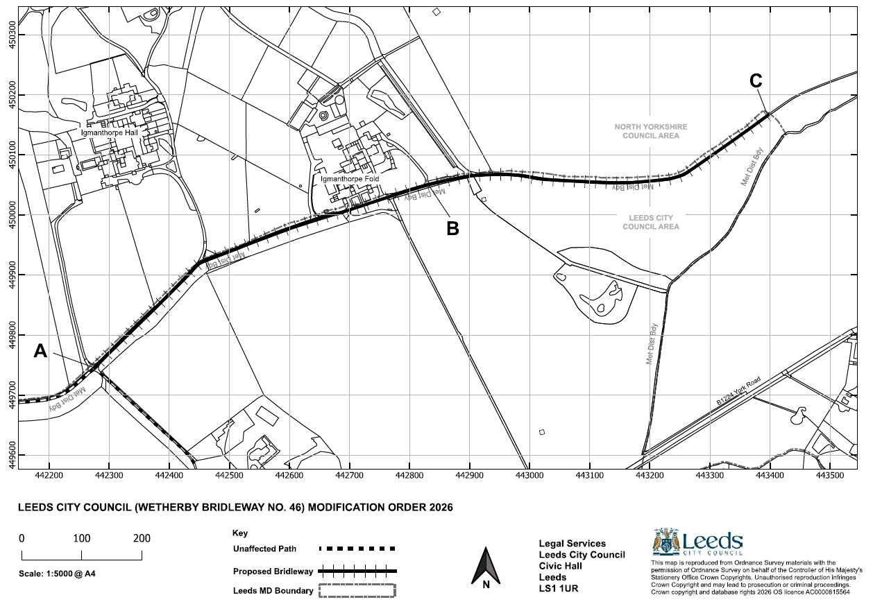 Map showing outline of modification order