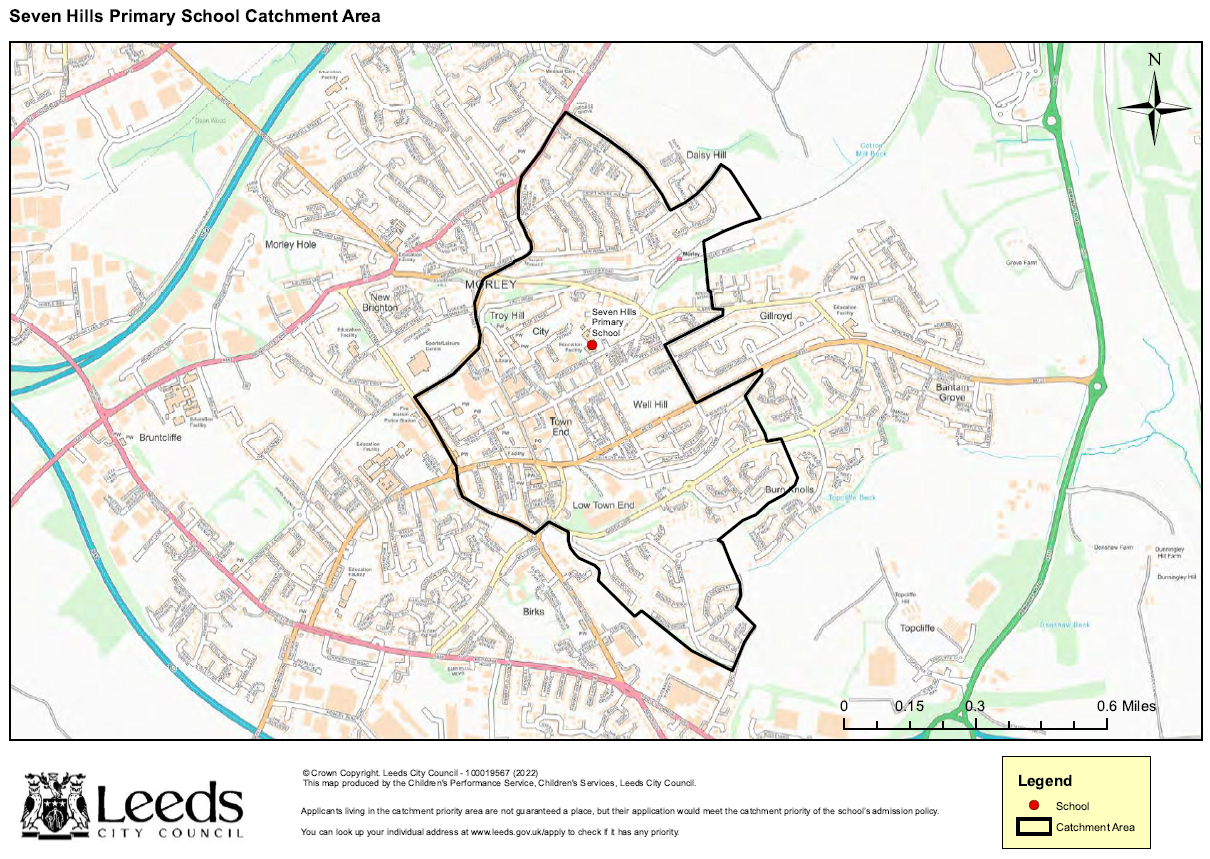 Map showing existing Seven Hills Primary catchment area