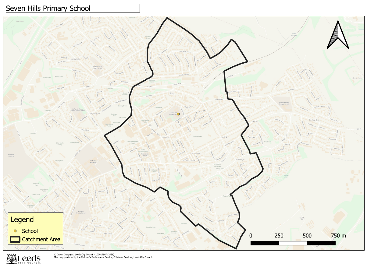 Map showing proposed Seven Hills Primary Catchment Area 2028