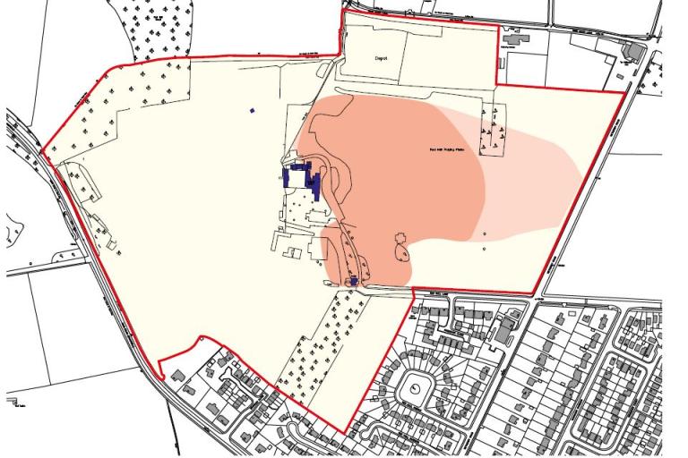 Red Hall boundary area indicating a central area of highest sensitivity