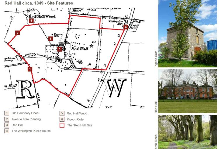 Red Hall boundary image from an 1849 map